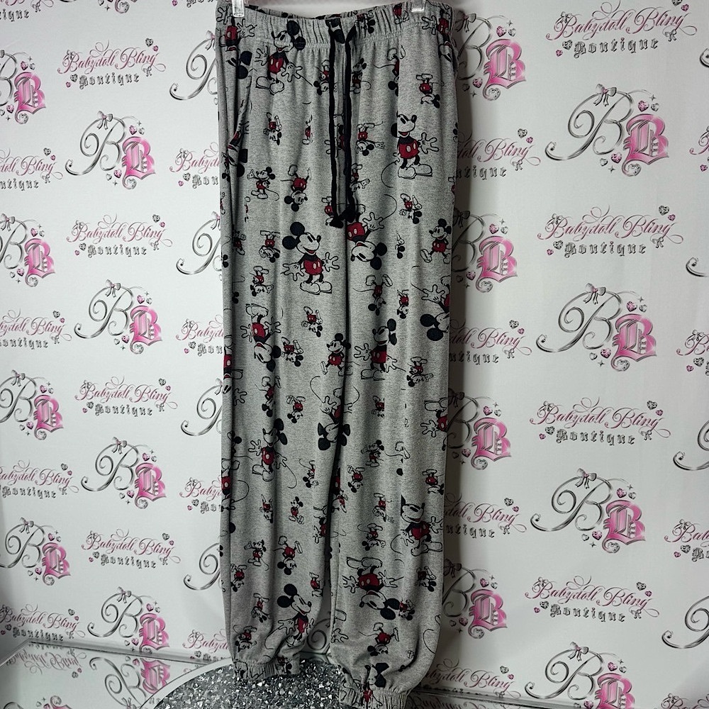 Disney Gray and Red Mickey Mouse Lounge Pants jogger sweatpants